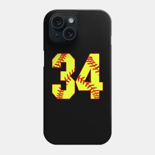 Fastpitch Softball Number 34 #34 Softball Shirt Jersey Uniform Favorite Player Biggest Fan Phone Case