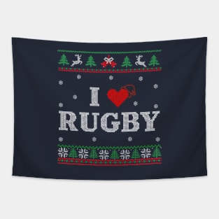 I Love Rugby Christmas Sweater Tapestry