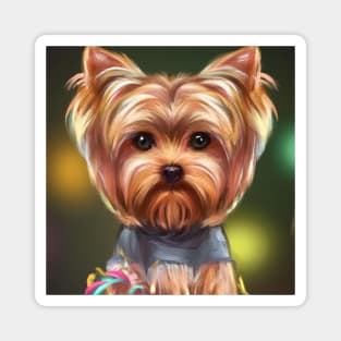 Cute Yorkshire Terrier Drawing Magnet