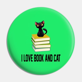 book and cat Pin