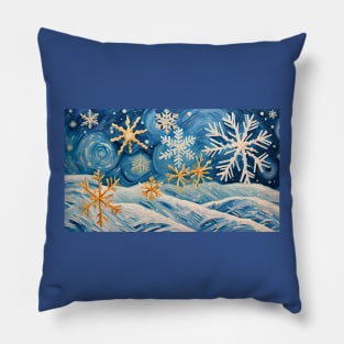 Snowflake in Van Gogh Style Pillow