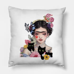 Frida and Black Cats Pillow