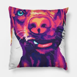 Unique Expression Dog on Pop Art Illustration Pillow