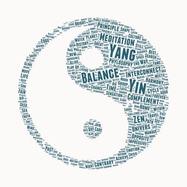 Yin Yang Philosophy Silhouette Shape Text Word Cloud by Cubebox