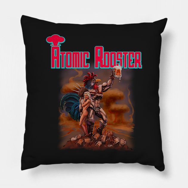 ATOMIC ROOSTER (Medieval) Pillow by MasterpieceArt