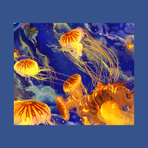 Yellow jellyfish by daghlashassan