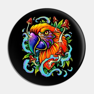 Weed Magic Mushroom Parrot Art Trippy Shroom LSD Acid Trip Pin