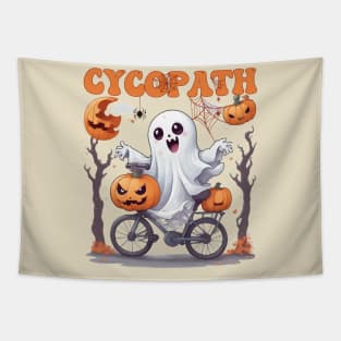 Cycopath Ghost on a Bicycle - Spooktacular Autumn Ride Tapestry