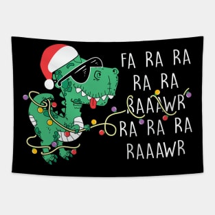 Fa Ra Ra Ra Raawr Funny T rex Christmas Lights Tapestry