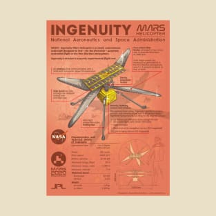 Ingenuity Mars helicopter infographic Posters and Art Prints T-Shirt