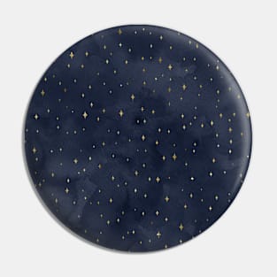 Celestial Blue Night Sky Gold Stars Pin