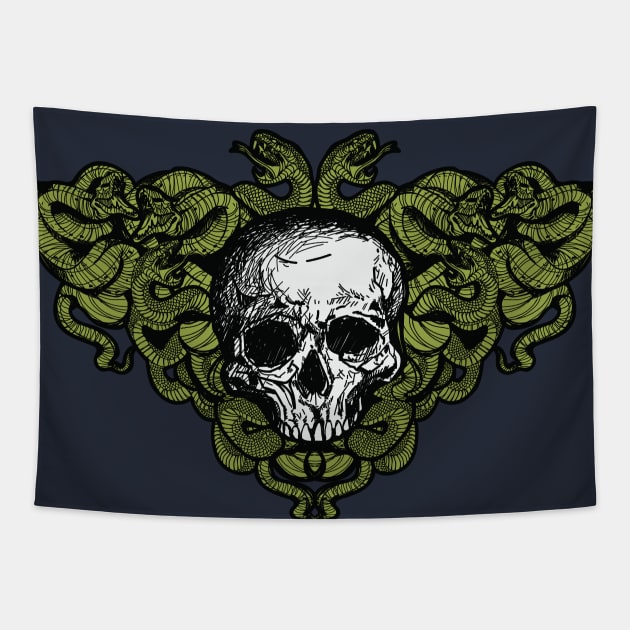 Skull Snake Tapestry by machmigo