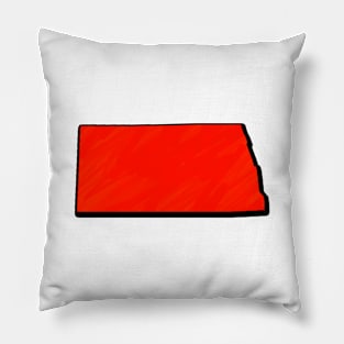 Bright Red North Dakota Outline Pillow