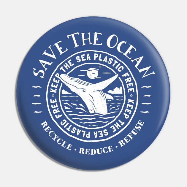 Keep the Sea Plastic Free - Save The Ocean - Humpback Whale Pin by bangtees