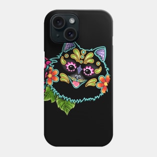 Pomeranian in Black - Day of the Dead Sugar Skull Dog Phone Case