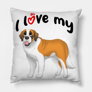 I Love My Saint Bernard Dog Pillow