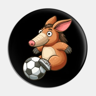 Aardvark Playing Football Pin