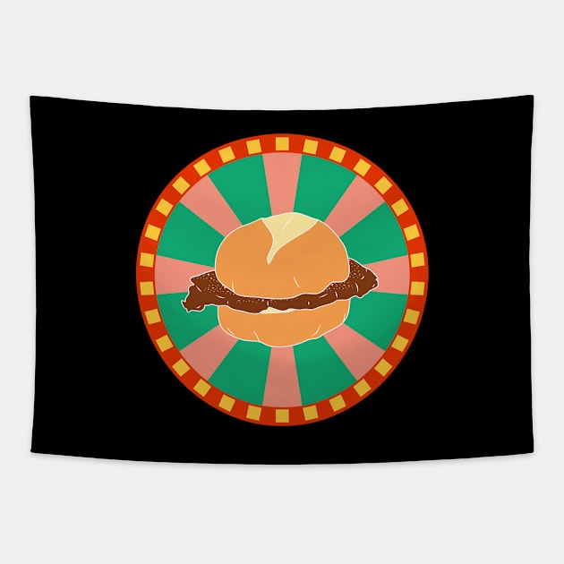 Macau Pork Chop Bun Coin Tapestry by LulululuPainting