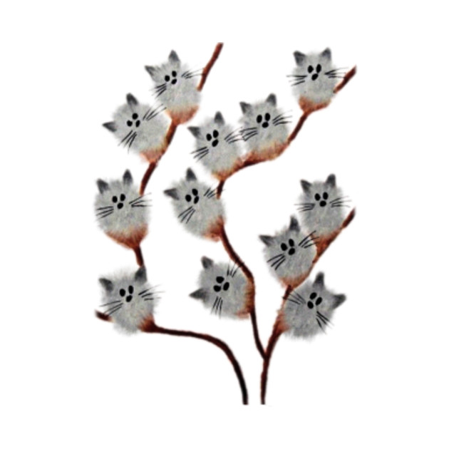 Cute Kitten Cat pussy willow Cat tree - Cat - T-Shirt | TeePublic