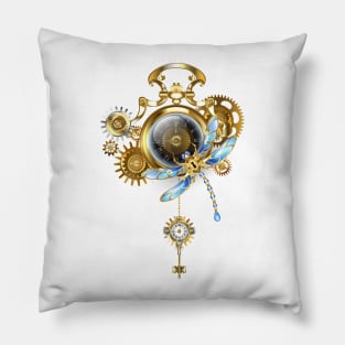 Steampunk Clock with Mechanical Dragonfly Pillow