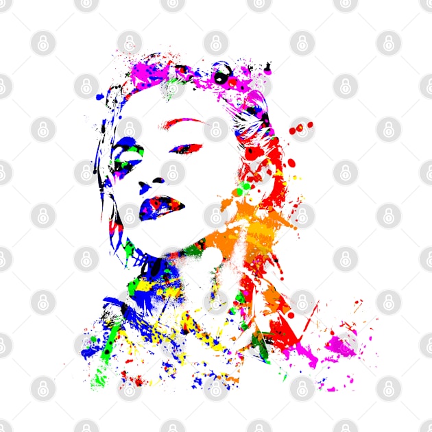 Madonna Portrait Watercolor Colorful Splatter by SPJE Illustration Photography