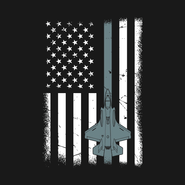 United States F35 Fighter Jet American Flag Veteran by BUBLTEES