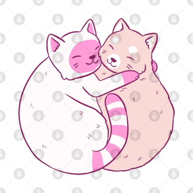 Cute cats hug by Yarafantasyart