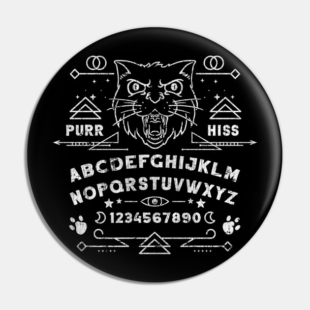 Cat Ouija Distressed Pin by machmigo