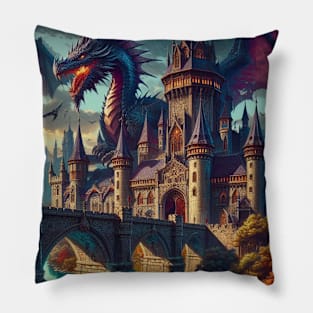 Castle and dragons Pillow