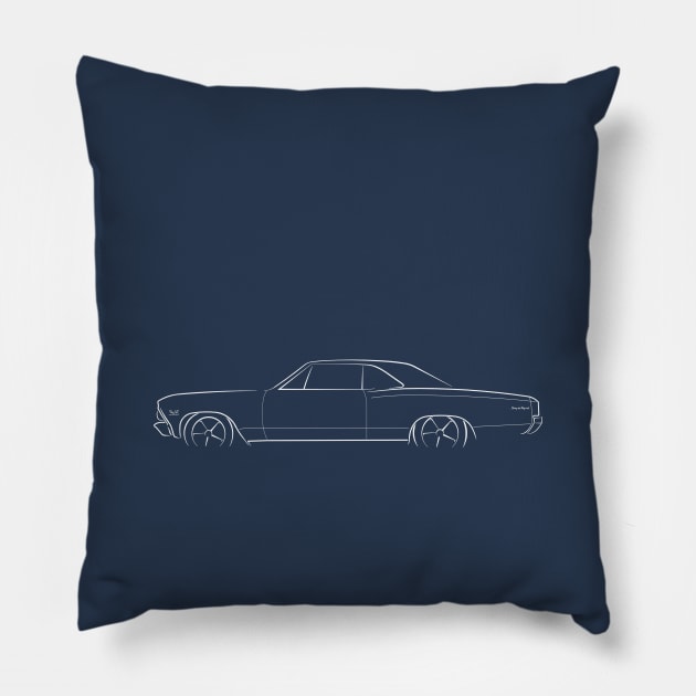 1966 Chevy Chevelle - profile stencil, white Pillow by mal_photography