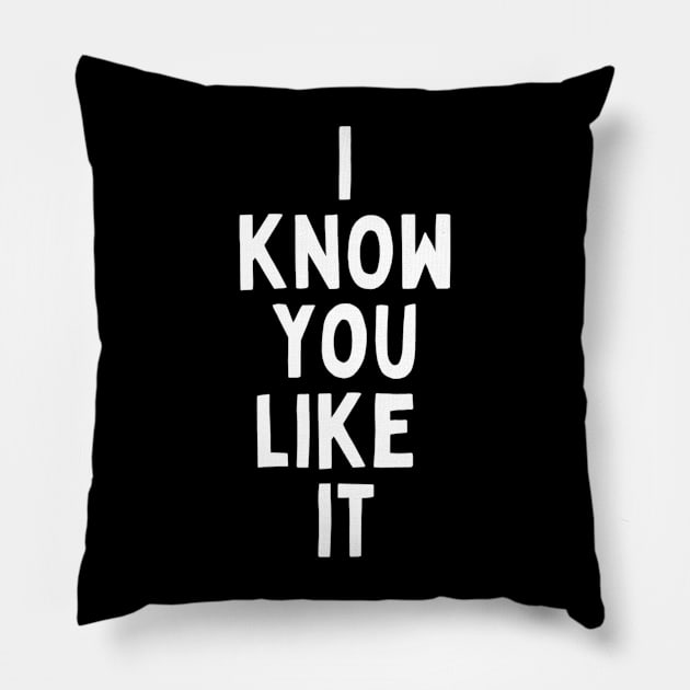 I Know You Like It Flirting Valentines Romantic Dating Desired Love Passion Care Relationship Goals Typographic Slogans For Man’s & Woman’s Pillow by Salam Hadi