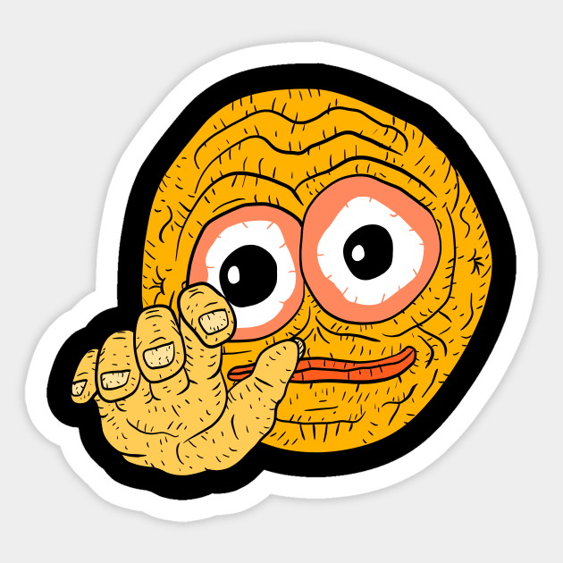 cursed hand emoji, scary and funny smiley face. - Cursed - Pillow