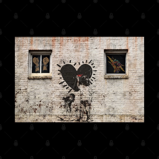 Banksy style wall mural by Aspectartworks