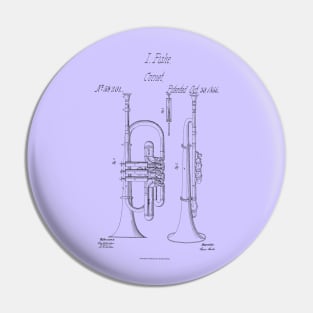 Vintage Cornet Patent Drawing 1866 Pin