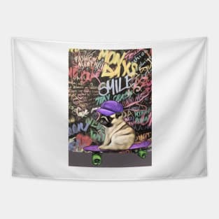 Graffiti Skateboard Pug Tapestry