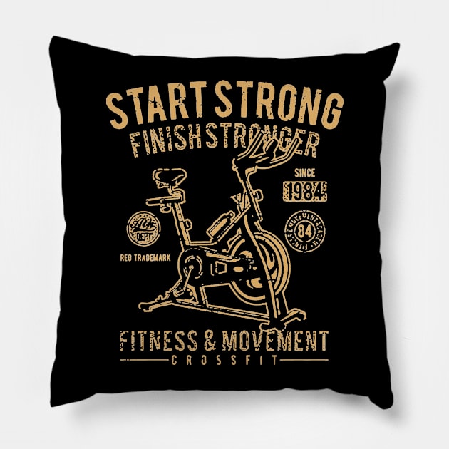 Start Strong Fitness Pillow by JakeRhodes