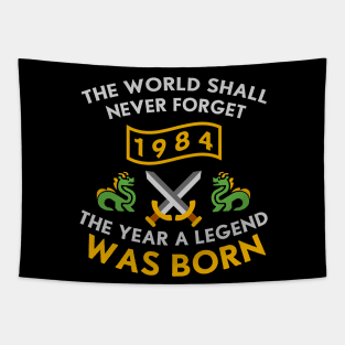 1984 The Year A Legend Was Born Dragons and Swords Design (Light) Tapestry