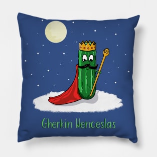 Gherkin Wenceslas funny Christmas print Pillow