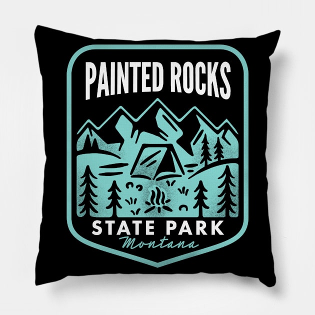 Painted Rocks State Park Montana Pillow by HalpinDesign