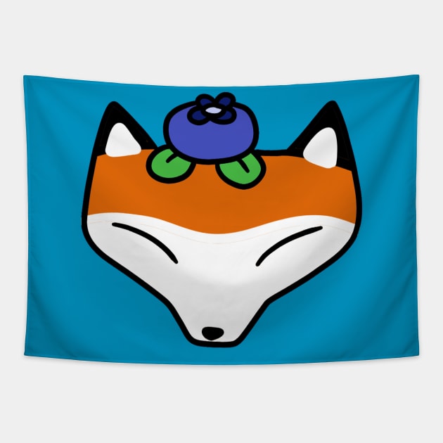 Blueberry Fox Face Tapestry by saradaboru