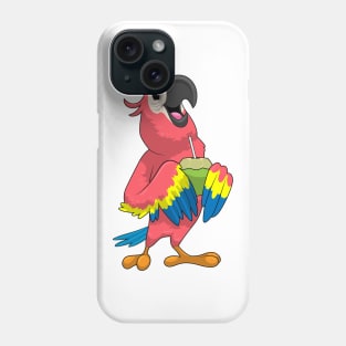 Parrot & Coconut with Drinking straw Phone Case