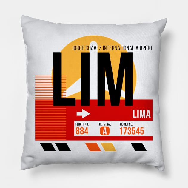 Lima (LIM) Airport // Sunset Baggage Tag Pillow by Now Boarding