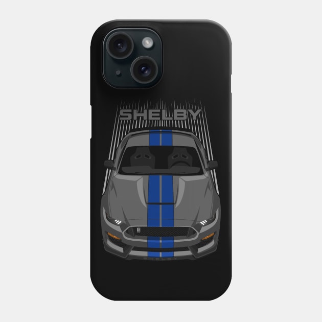 Ford Mustang Shelby GT350 2015 - 2020 - Magnetic Grey - Blue Stripes Phone Case by V8social