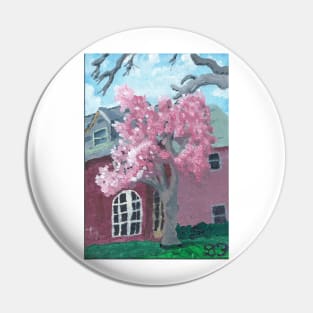 Jackson Heights Cherry Blossoms Painting Pin