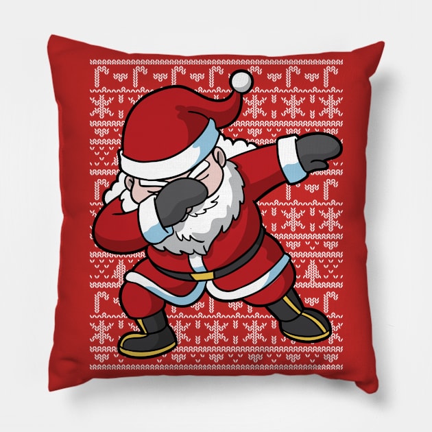 Dabbing Santa Claus Ugly Christmas Sweater Pillow by E