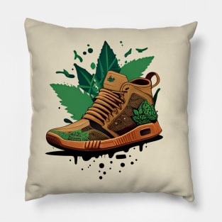 Step Up Your Fashion Game with Greenbubble's Cartoon Style Sneaker with Plant in Brown Pillow