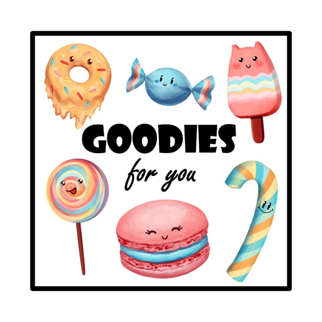 Sweets with cute smiles on T-shirt by Lemonchik