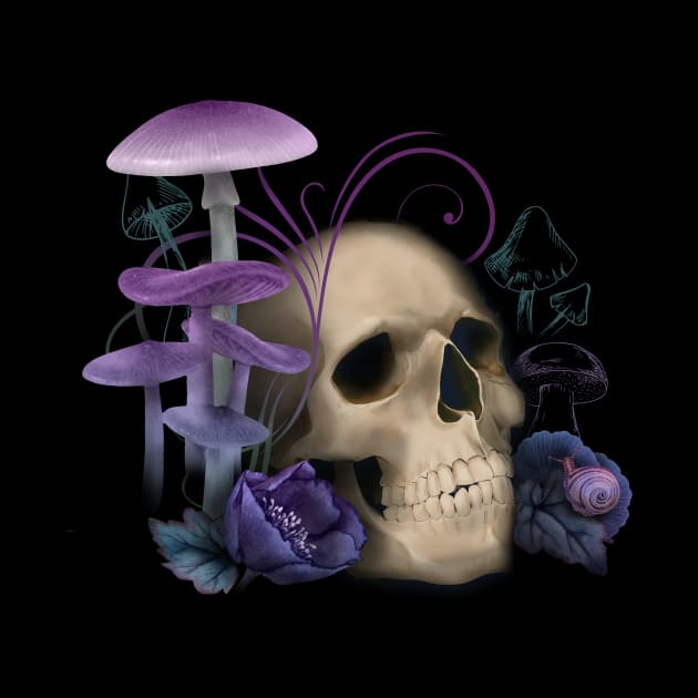 Purple Mushroom Skull by shaireproductions