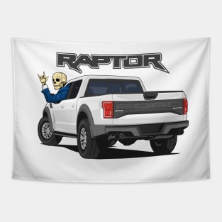 Truck ranger raptor f150 4x4 hand skull metal white Tapestry