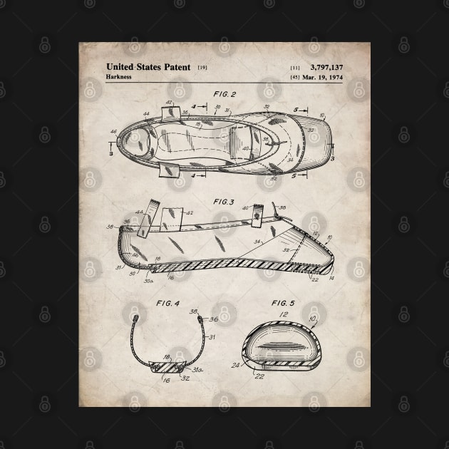 Ballet Slipper Patent - Ballet Dancer Company Opera Art - Antique by patentpress